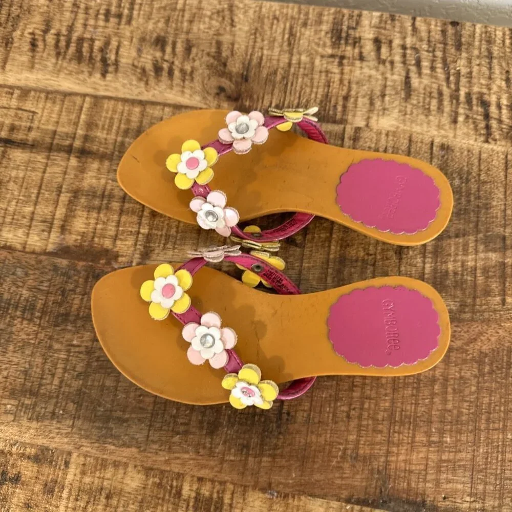 Gymboree Girl's Tea Time Afternoon Dragonfly Wooden Sandals Size 13